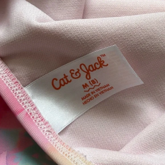 Cat & Jack Girls Swimsuit One-piece Size 8 watercolor Colorful Ruffled - Picture 8 of 8